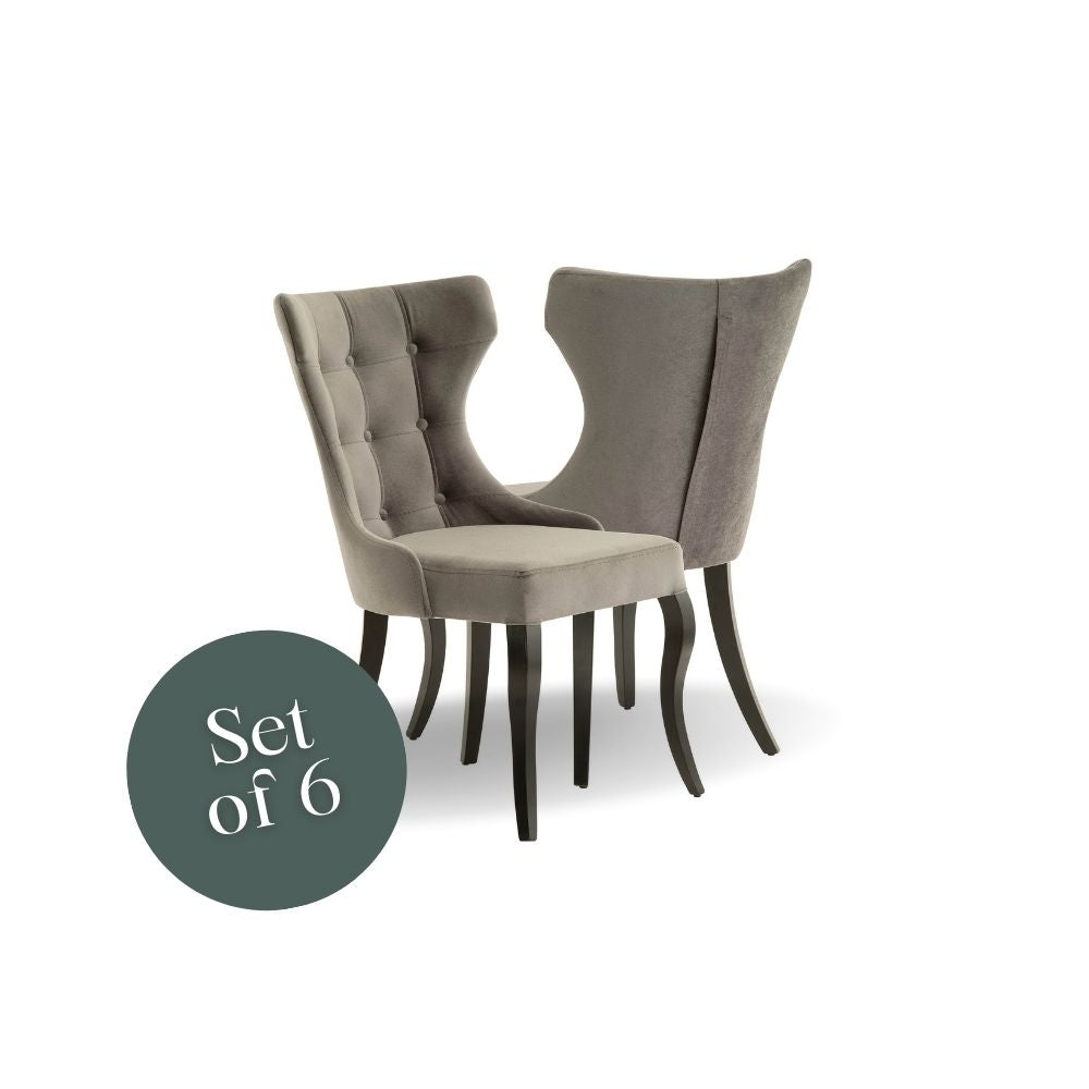 Oslo Dining Chair - Grey Velvet (Set of 6)