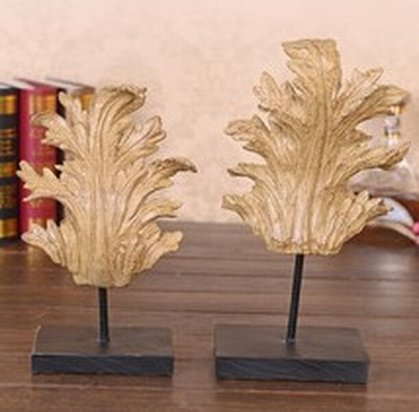 Pair of Rustic Leaf Sculptures on Stands