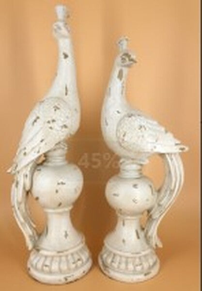Pair of Peacock Finial Statues