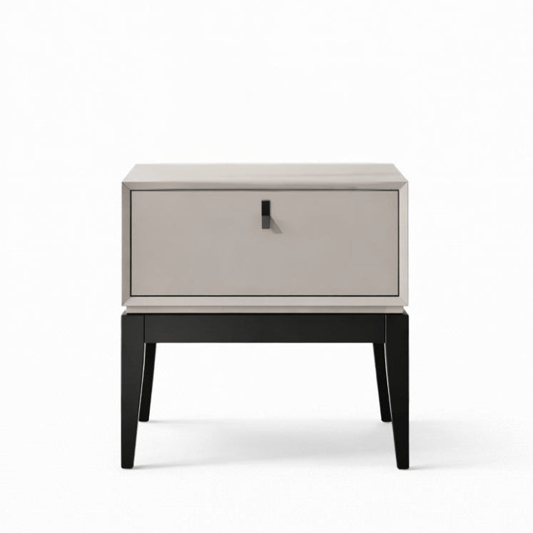 Modern nightstand with a single drawer on a white background