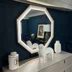 Pasadena Cool Grey LED Hexagon Mirror