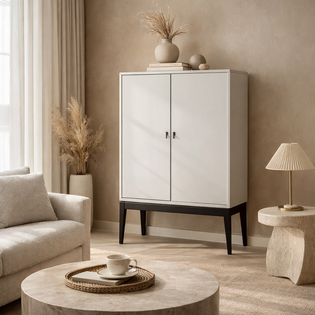 Pasadena Cool Grey 2 Door Drinks Cabinet