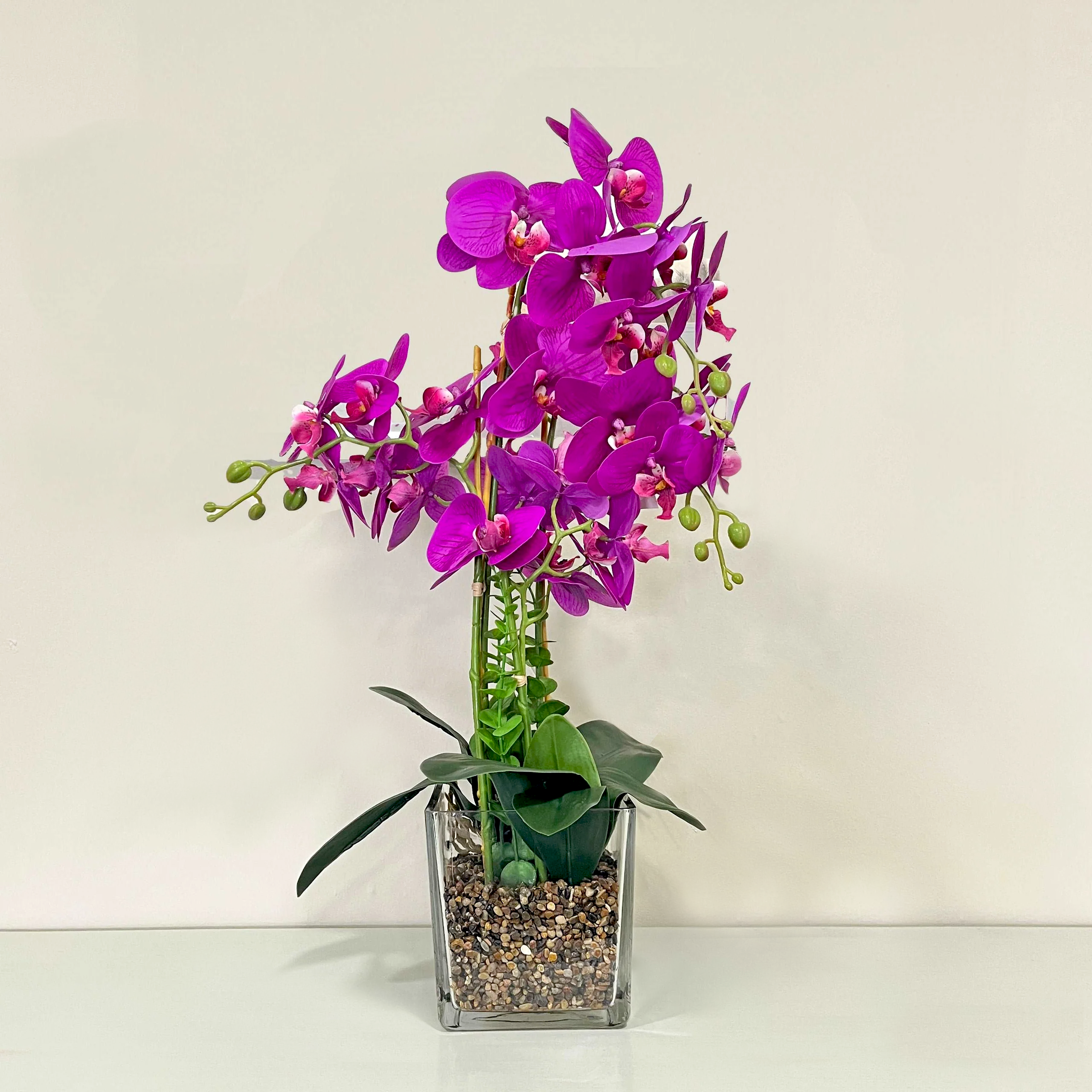 65cm Pink Orchid in Glass Pot