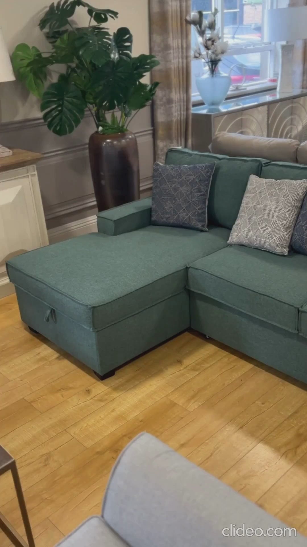 Havar Corner Sofa Bed: Teal (Left)