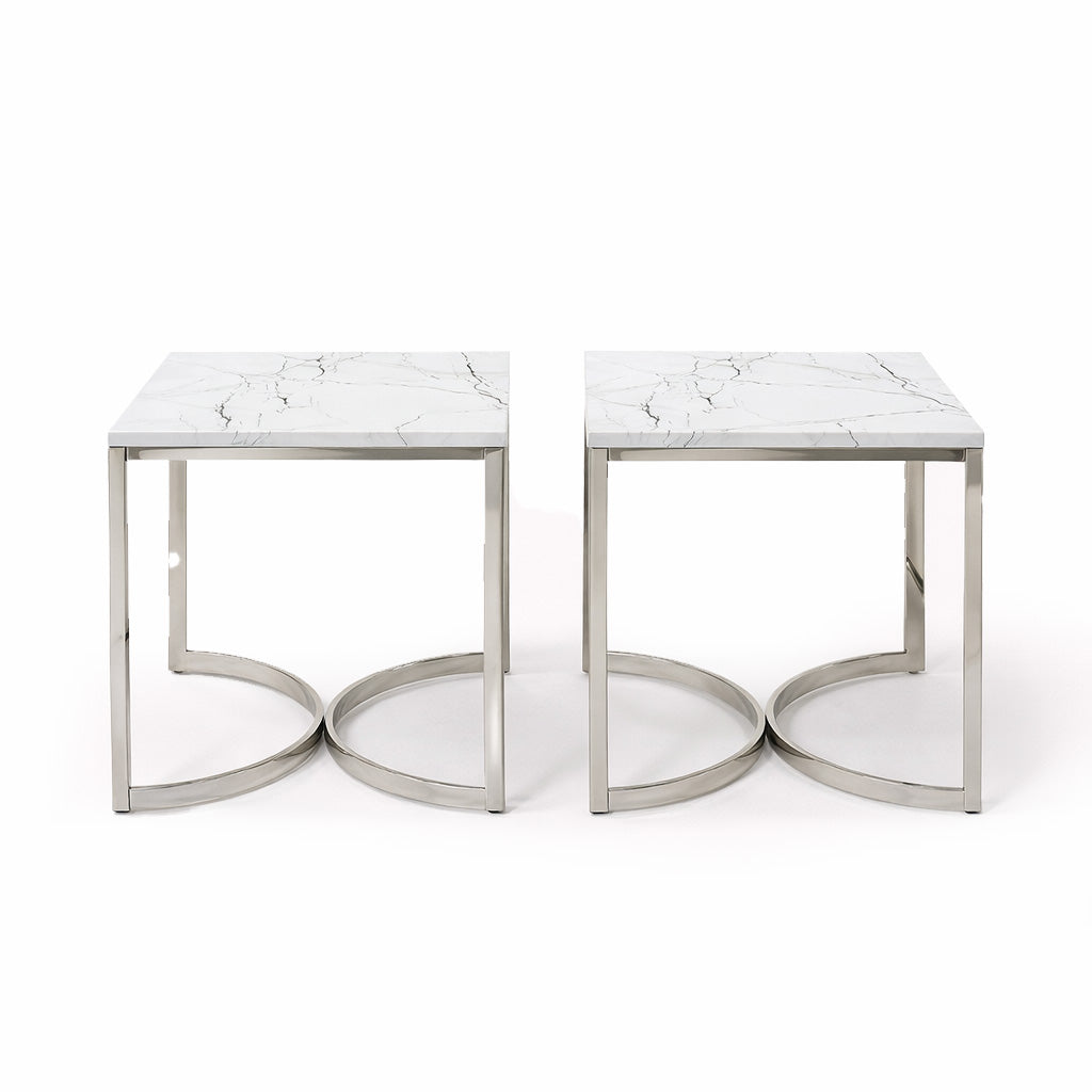 Ritz Faux Marble Side Table (Set of 2)