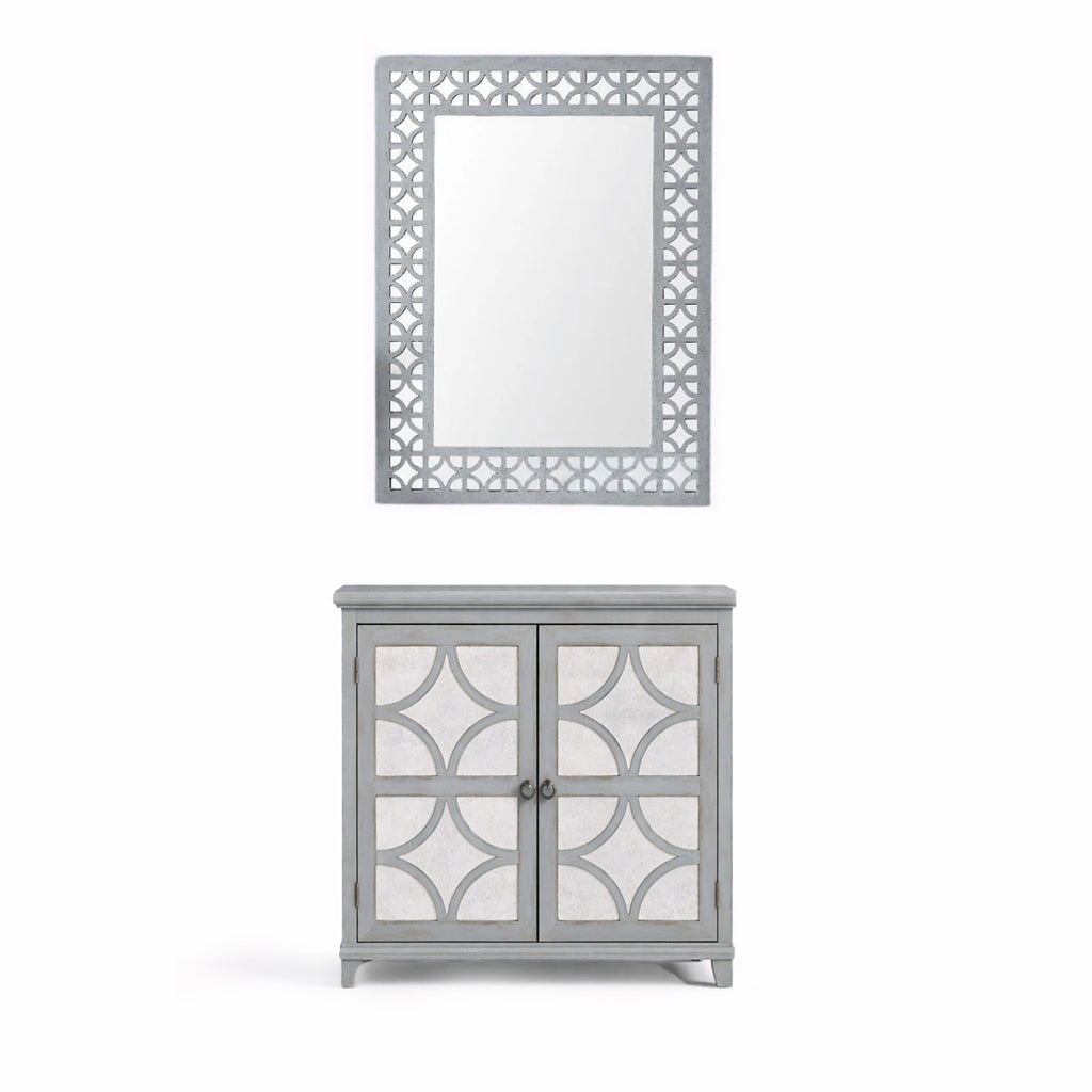 Russell Grey Wooden Chest & Mirror