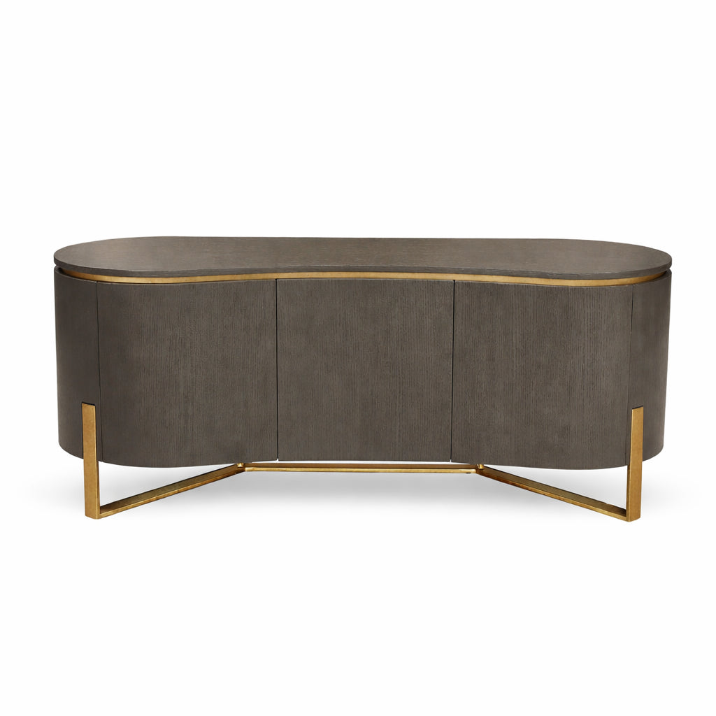 3 door brown and gold sideboard