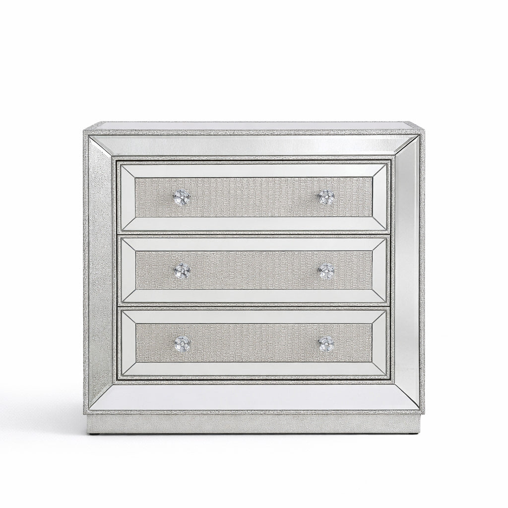 SOFIA 3 DRAWER CHEST MIRRORED SILVER