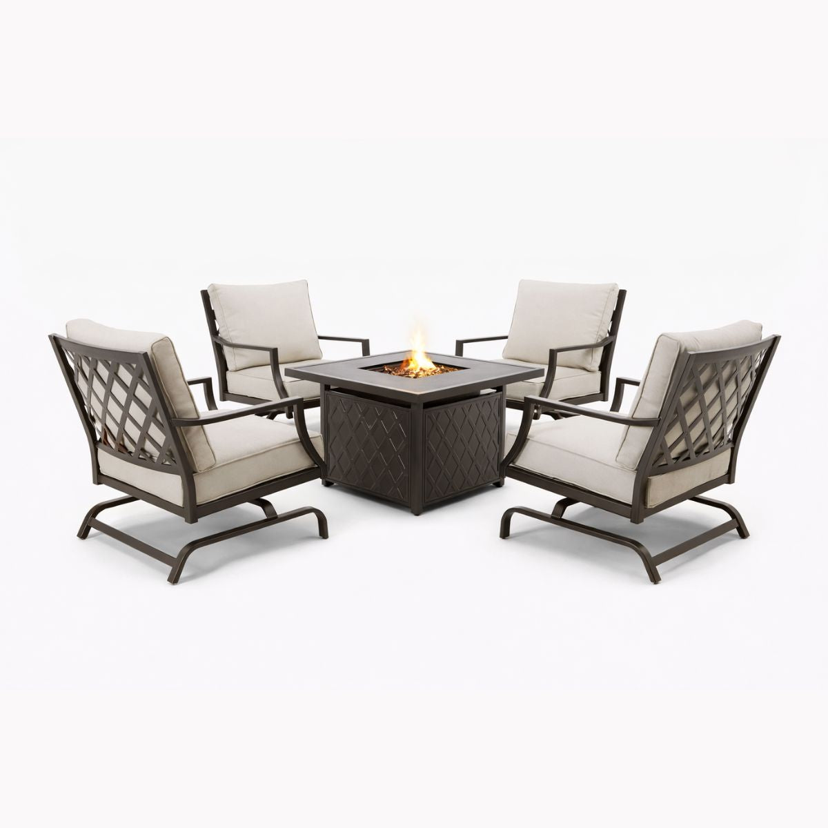 Stamford Outdoor Fire Pit & 4 Chairs Set