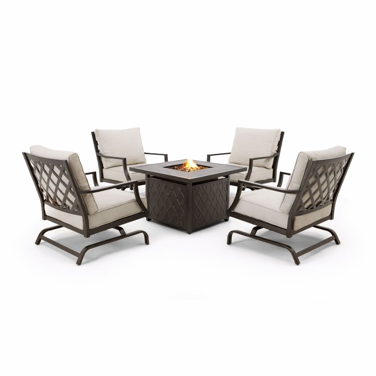 Stamford Outdoor Fire Pit & 4 Chairs Set