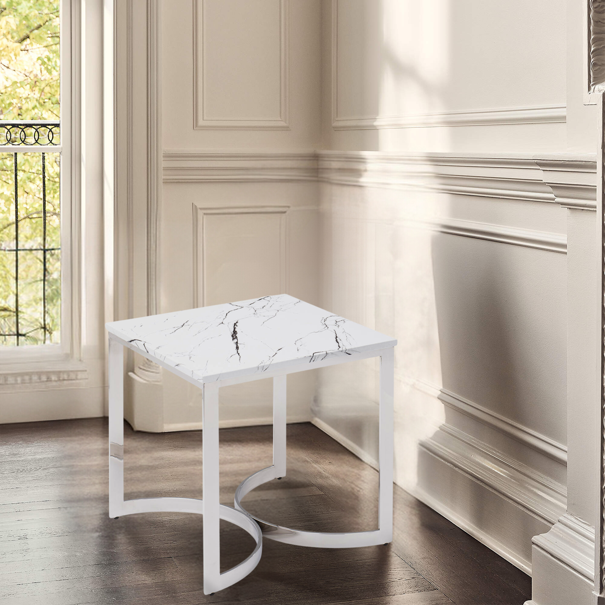 Ritz Faux Marble Side Table (Set of 2)