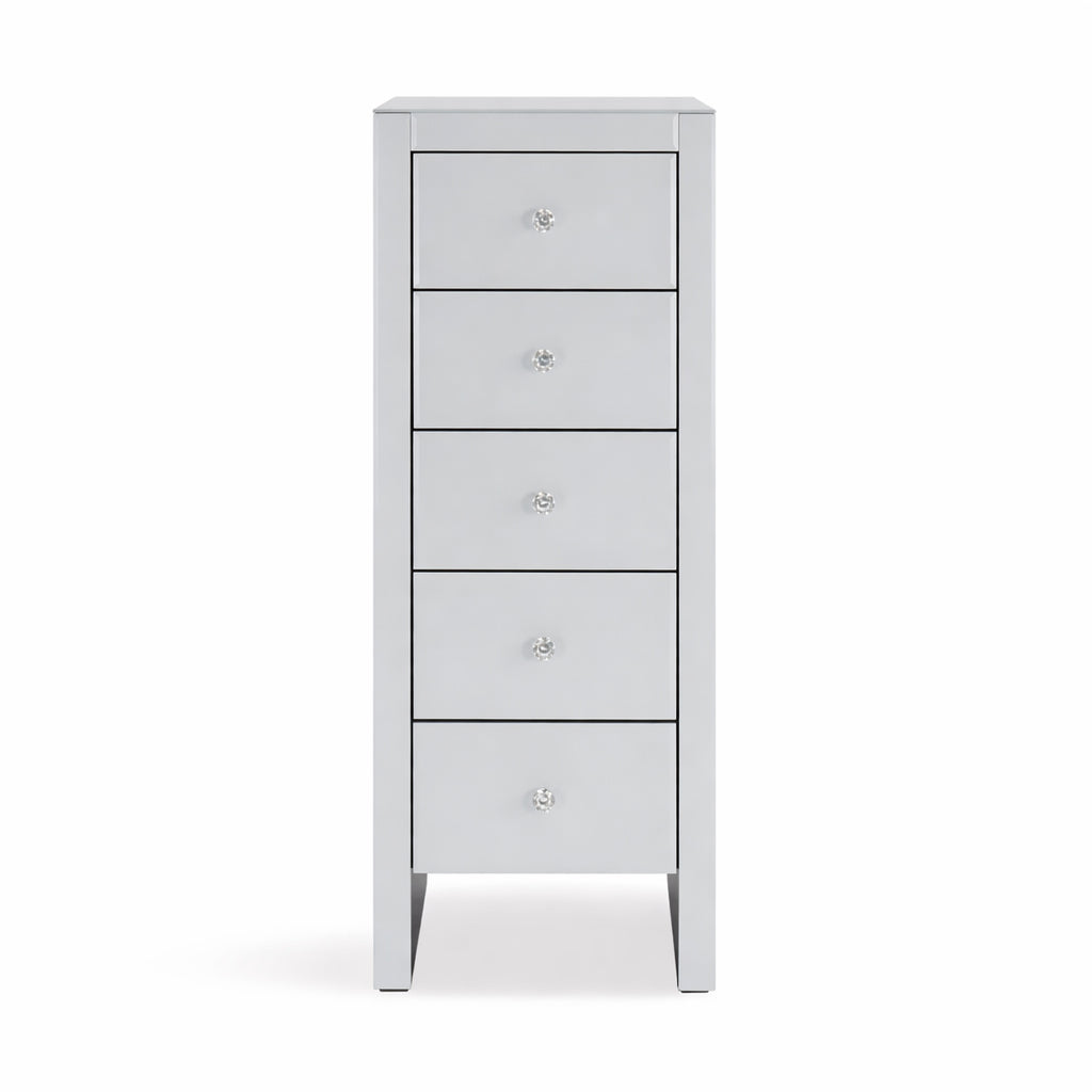 Hollywood White 5 Drawer Tallboy