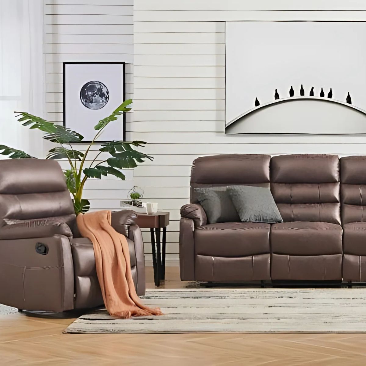 Taylor 3 Seater Recliner - Leather Air - Antique Brown