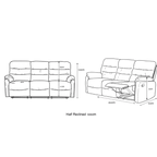 Schematic diagram of a sofa with reclining feature on a green background