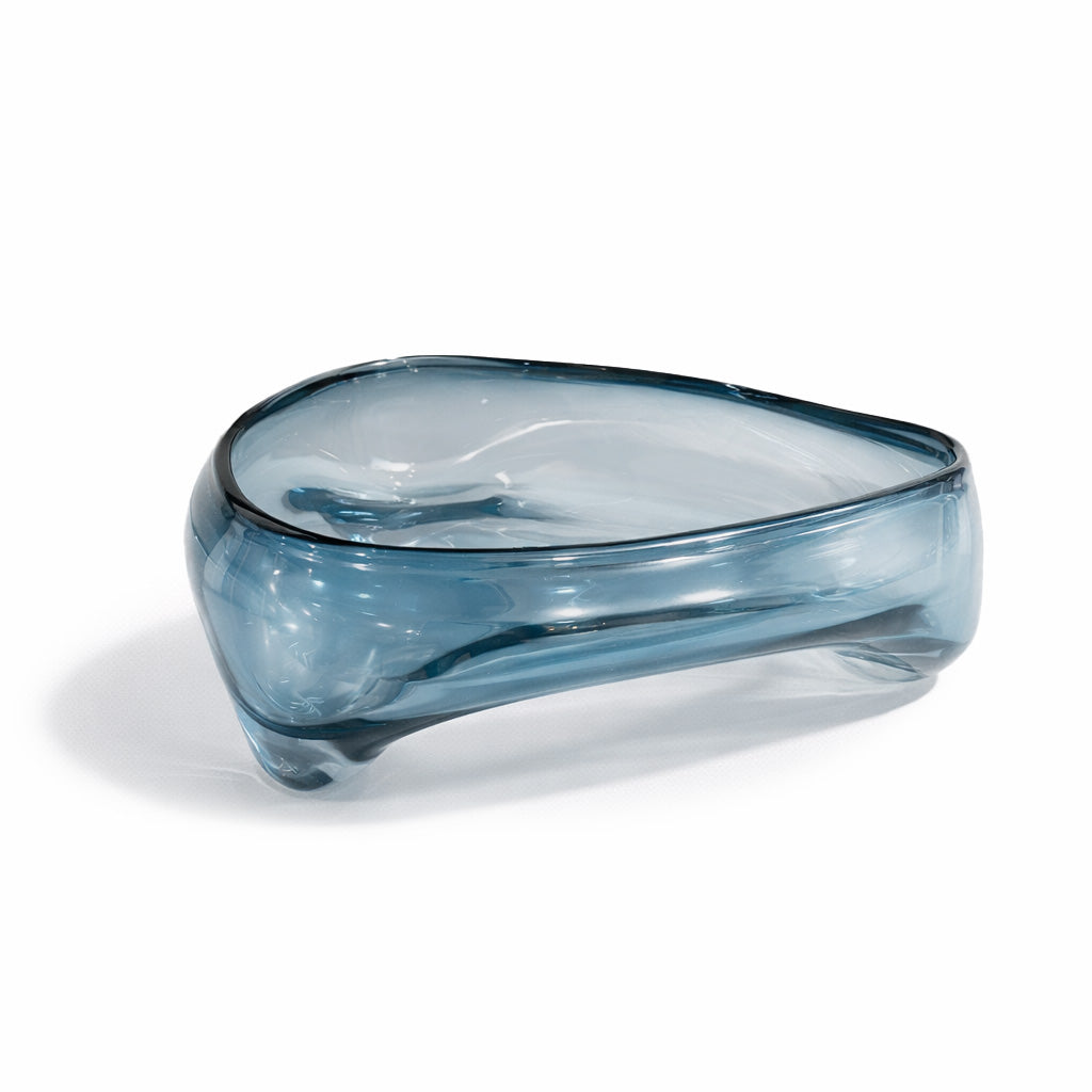 Abstract Glass Bowl Blue Lg