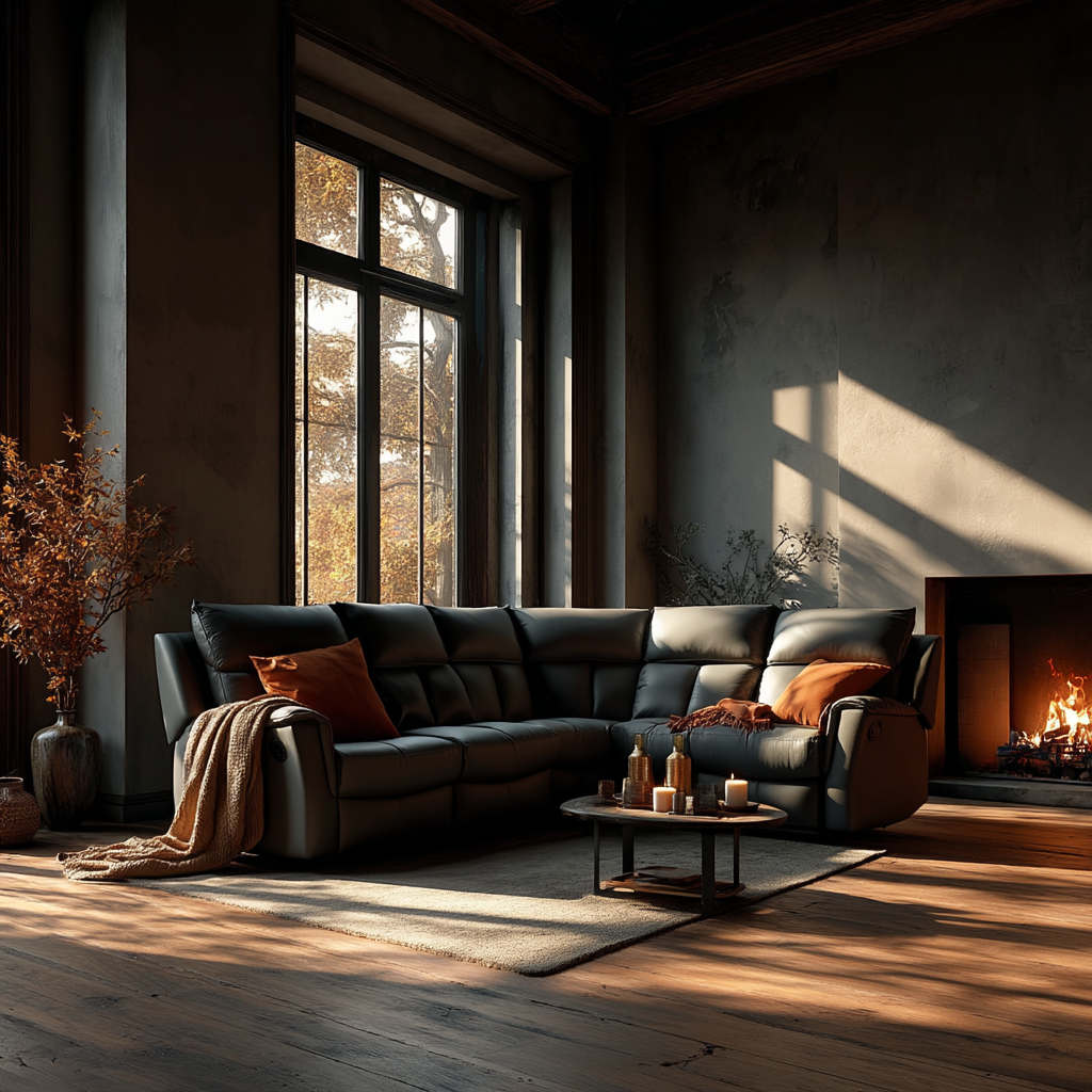 Bergamo Dark Grey Leather Recliner Corner Sofa