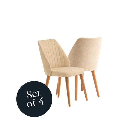 Hazal Dining Chair - Beige / Walnut (Set of 4)