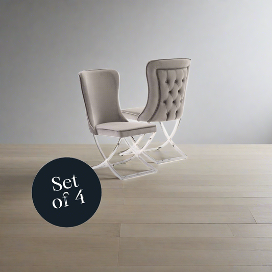Munih Dining Chair - Grey Velvet / Chrome (Set of 4)