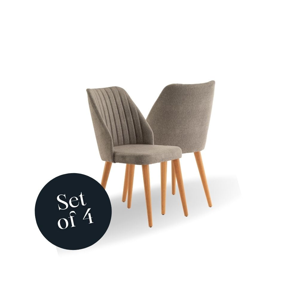 Hazal Dining Chair - Charcoal Grey / Walnut (Set of 4)