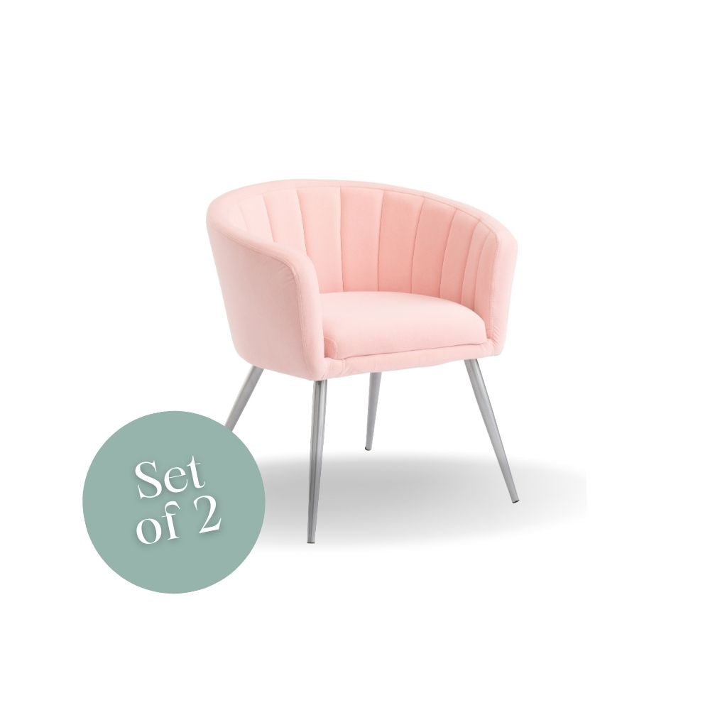 Lillie Pink Velvet Tub Chair (Set of 2)