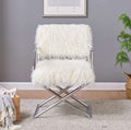 Faux Sheepskin Directors Chair - White