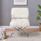 Faux Sheepskin Directors Chair - White