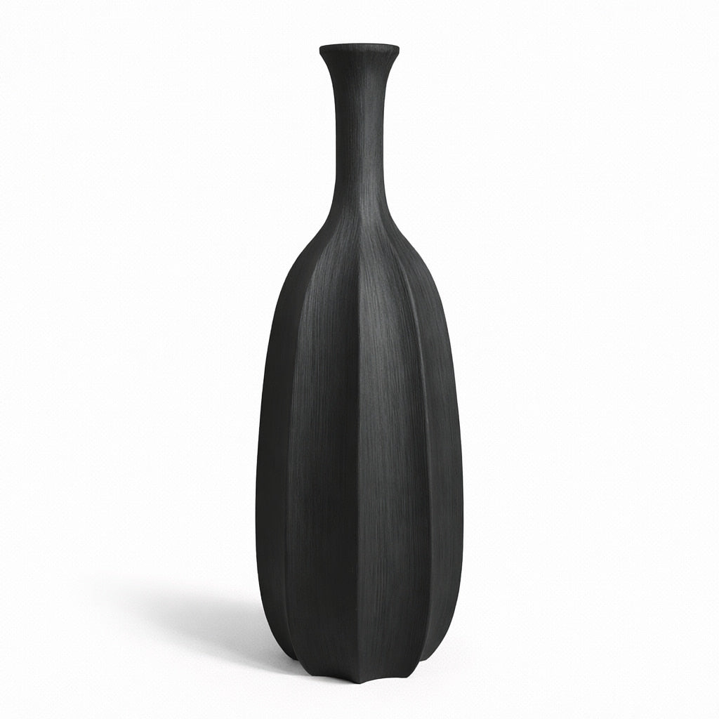 Black Resin Ribbed Bottle Neck Pot 1.2m