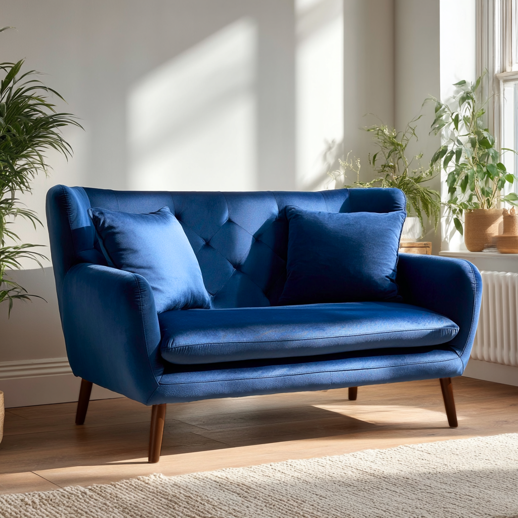 Yak 2 Seater Blue Velvet Sofa