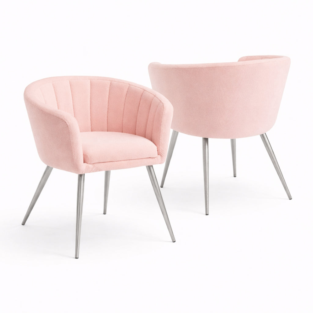 Lillie Pink Velvet Tub Chair (Set of 2)