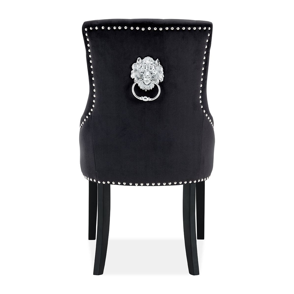 Set of 6 Lion Knocker Dining Chair-Black Velvet