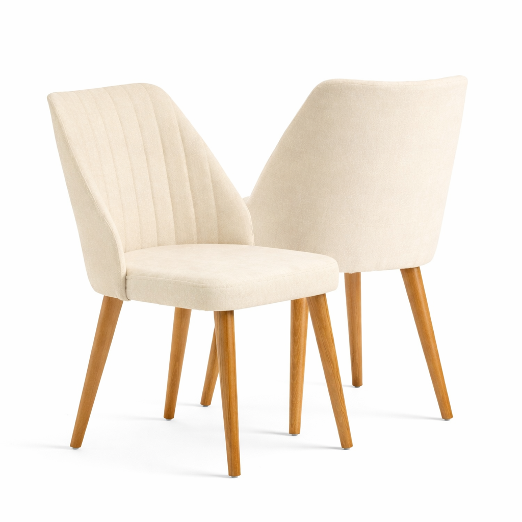 Zara Dining Chair - Beige / Walnut (Set of 2)