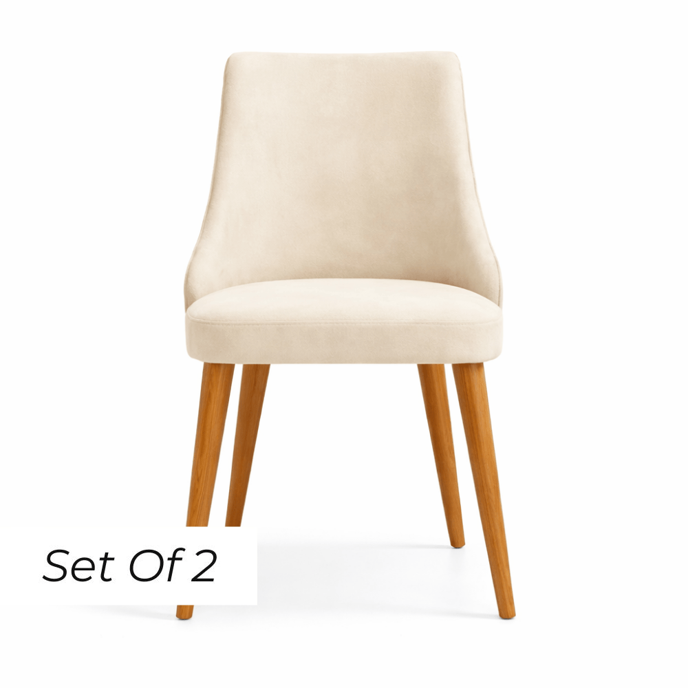 Zara Dining Chair - Beige / Walnut (Set of 2)