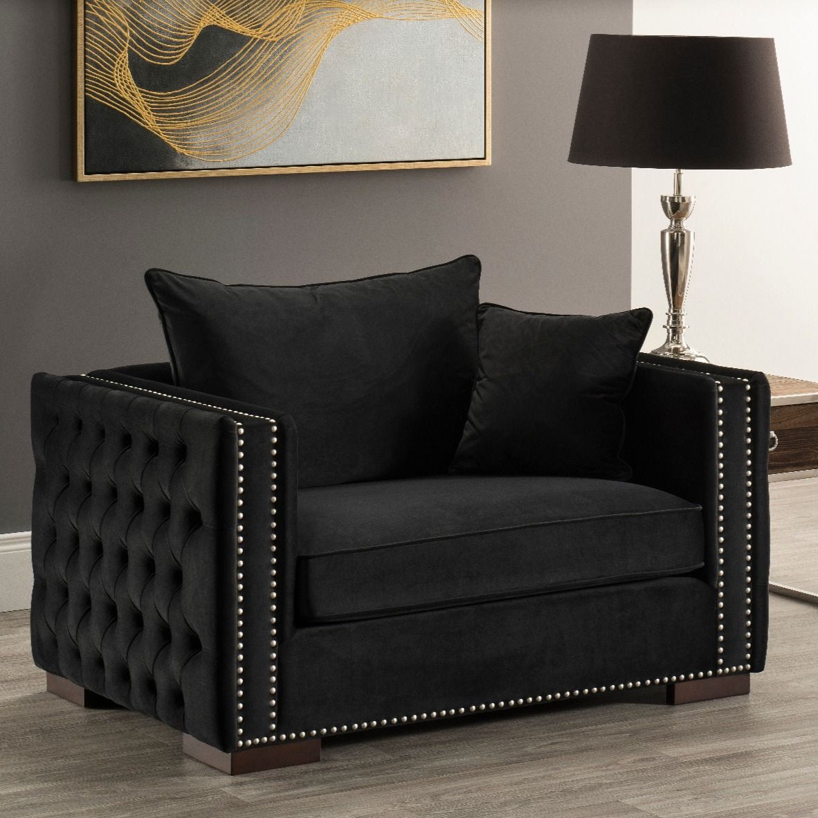 Moscow Snuggle Chair - Black Velvet