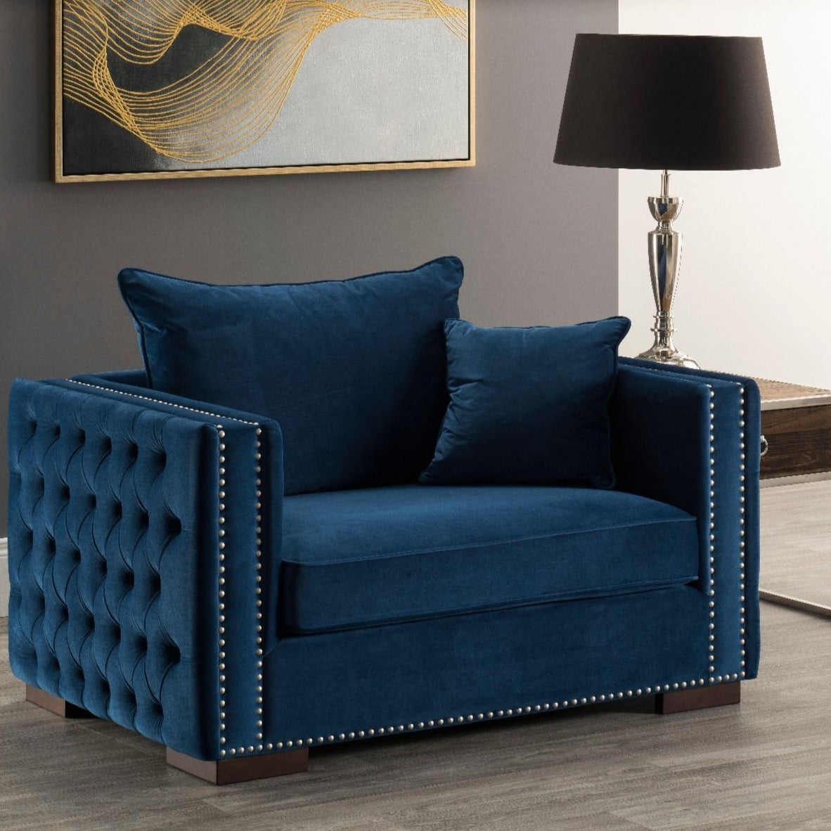 Moscow Snuggle Chair - Blue Velvet