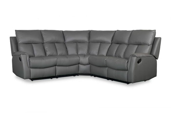Bergamo Leather Recliner Corner Sofa - Dark Grey