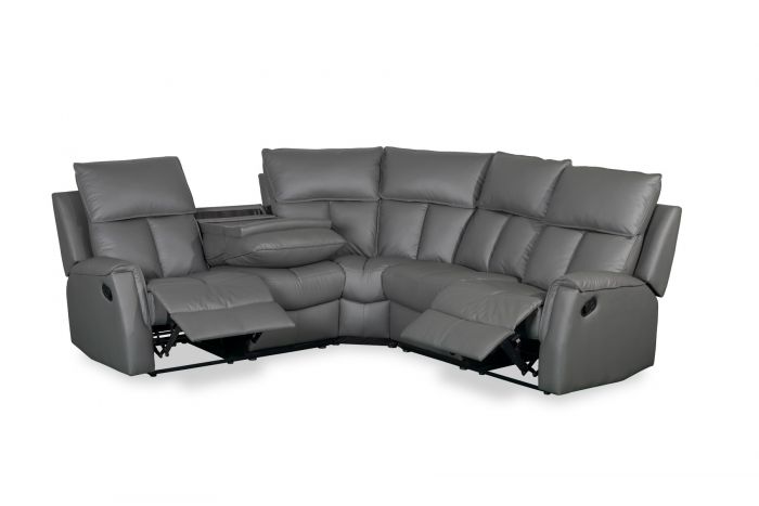 Bergamo Leather Recliner Corner Sofa - Dark Grey