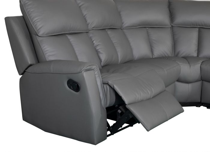 Bergamo Leather Recliner Corner Sofa - Dark Grey