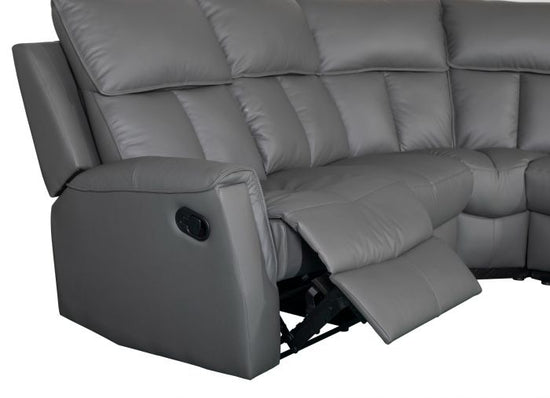 Bergamo Leather Recliner Corner Sofa - Dark Grey