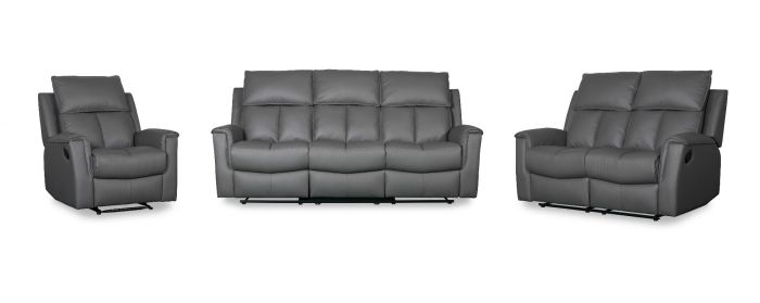 Bergamo Leather Recliner Chair - Dark Grey