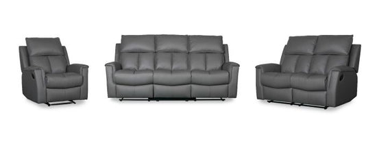Bergamo Leather 2 Seater Recliner Sofa - Dark Grey