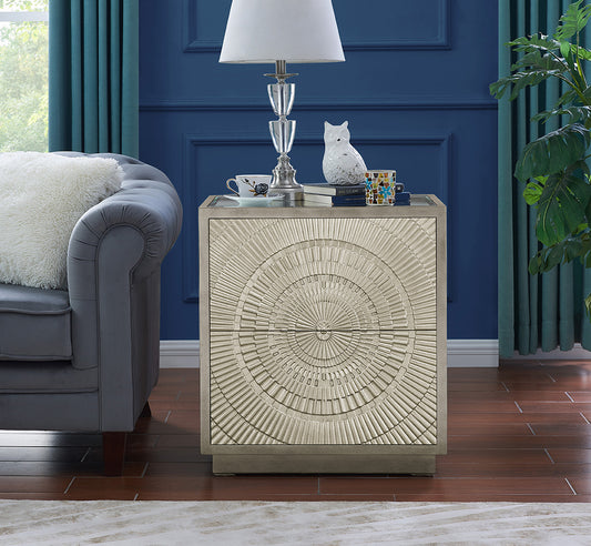 Frenso 2 Drawer Side Table - Silver
