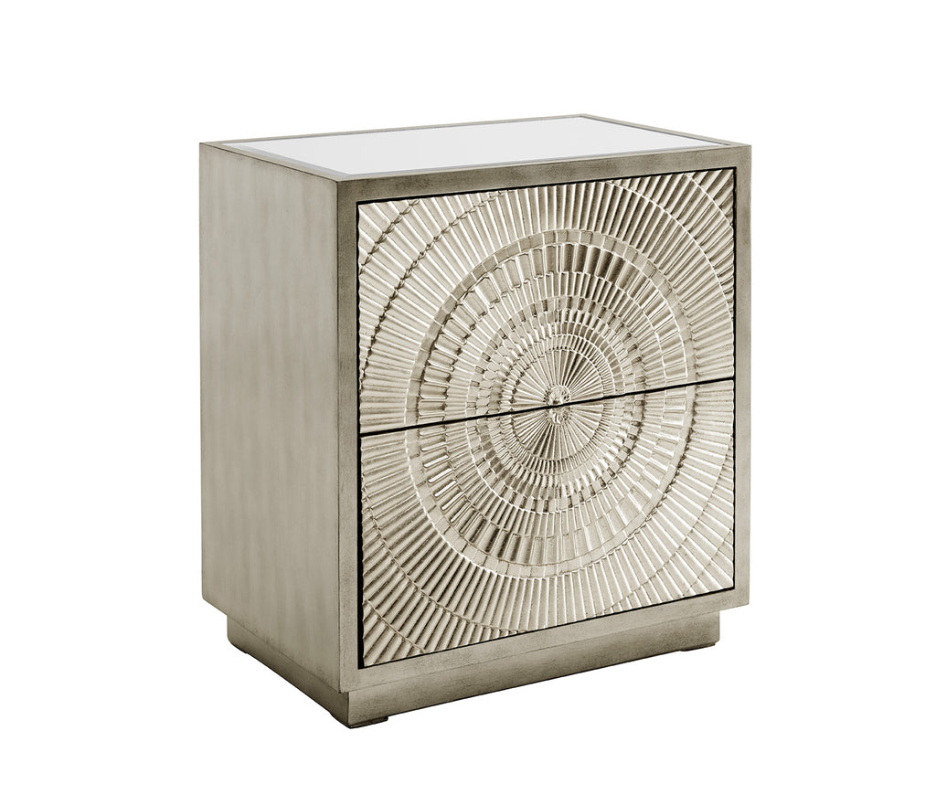 Frenso 2 Drawer Side Table - Silver