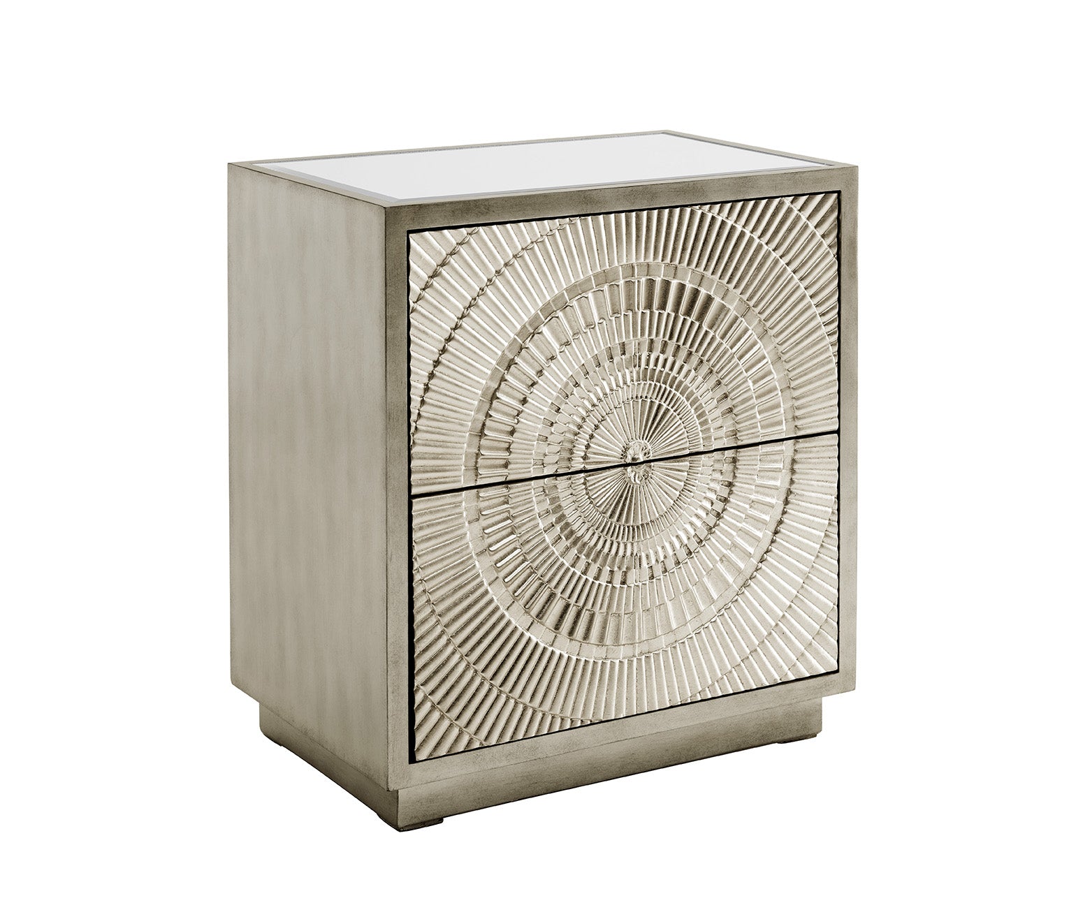 Frenso 2 Drawer Side Table - Silver