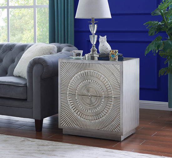 Frenso 2 Drawer Side Table - Silver