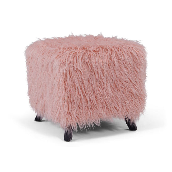 Faux Sheepskin Cube Stool - Pink