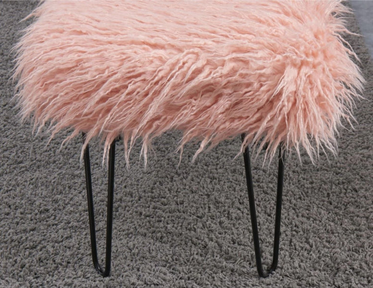 Faux Sheepskin Dressing Table Stool - Pink