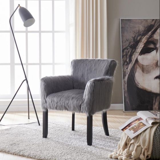 Faux Sheepskin Tub Chair - Grey