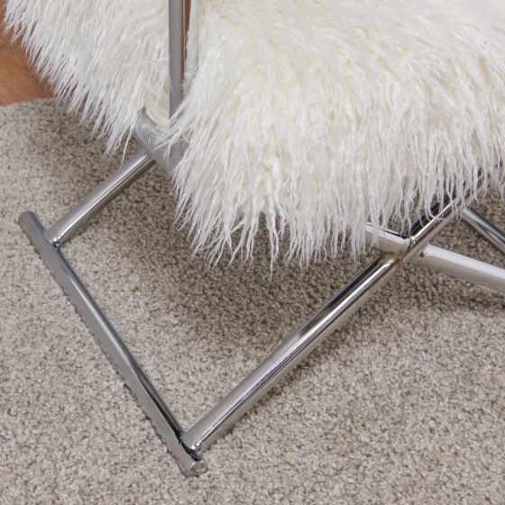 Faux Sheepskin Directors Chair - White