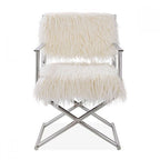 Faux Sheepskin Directors Chair - White