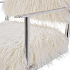 Faux Sheepskin Directors Chair - White